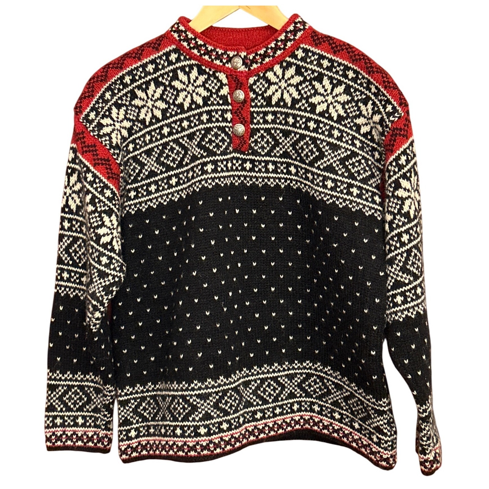 90s L.L.Bean Usa Wool Nordic Snowflake Sweater Fair Isle Lodge Aprs Ski Winter